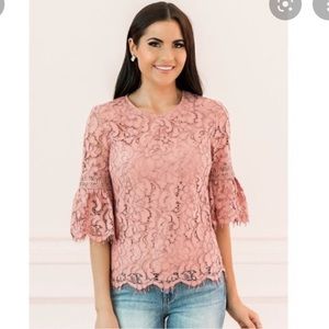 Rachel Parcell Pink Lace Blouse